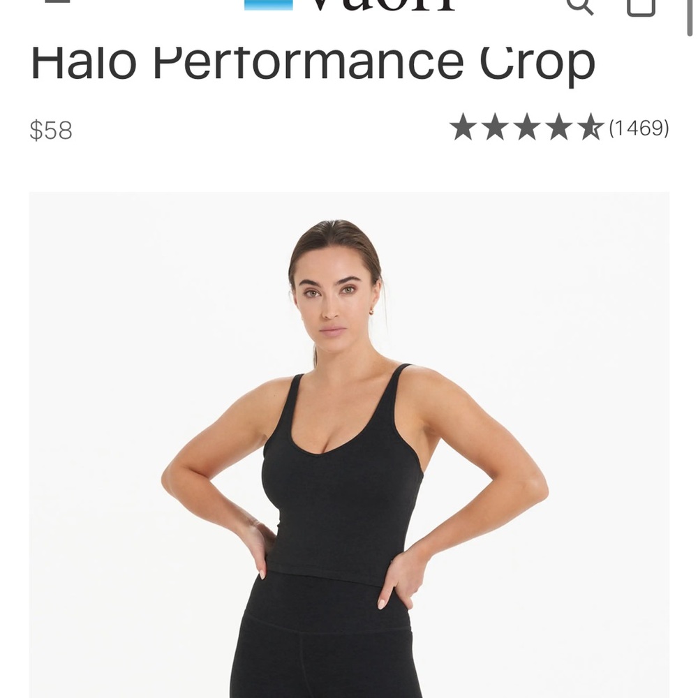 Vuori Halo Performance Crop Tank Top - Black